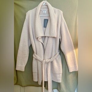NWT Softies Cream Ultra Soft Belted Cardigan Sweater size L/XL